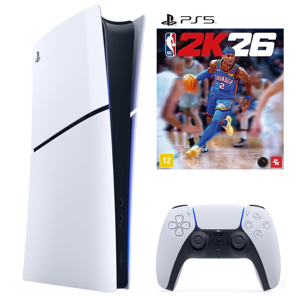 Consola Sony PlayStation 5 Slim CFI-2015 B01X 1TB / Digital Edition / Bivolt - Blanco + Juego NBA 2K26 (Americano)