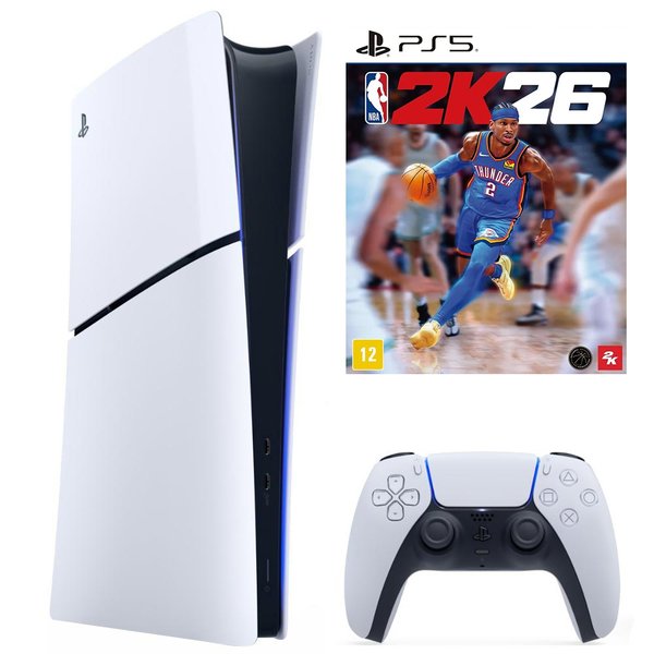 Consola Sony PlayStation 5 Slim CFI-2015 B01X 1TB / Digital Edition / Bivolt - Blanco + Juego NBA 2K26 (Americano)