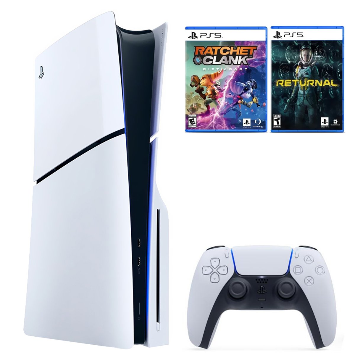 Consola Sony PlayStation 5 Slim CFI-2015 A01X 1TB / Standard Edition / Bivolt - Blanco + 2 Juegos Returnal / Ratchet & Clank (Americano)