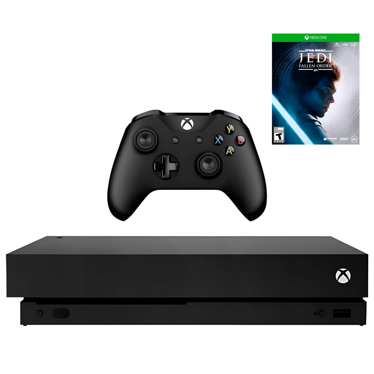 Consola XBOX One X 1TB SSD / 4K / 120FPS / Bivolt - Negro + Juego Star Wars Jedi Fallen (Americano)