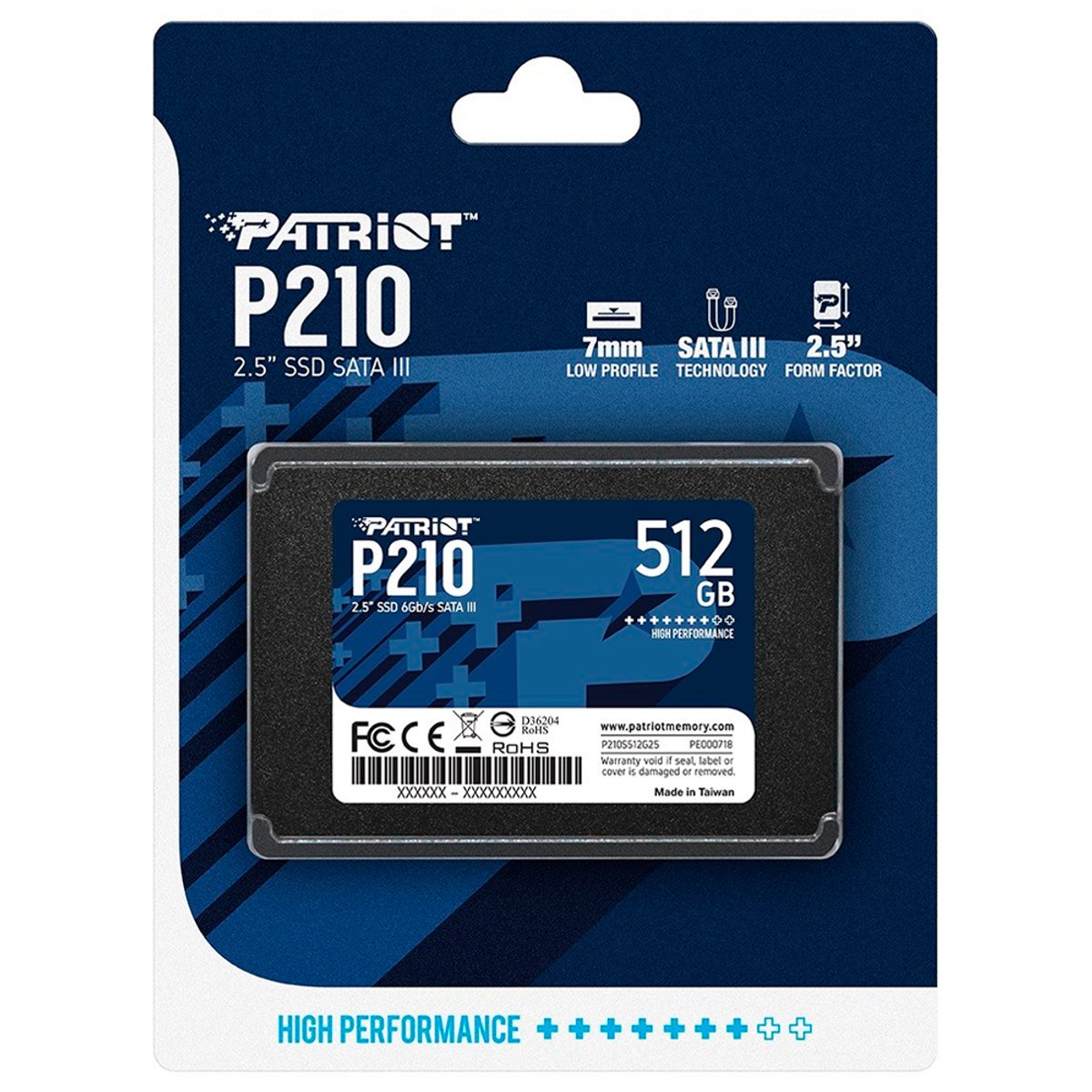 SSD Patriot P210, 512GB, 2.5", SATA 3