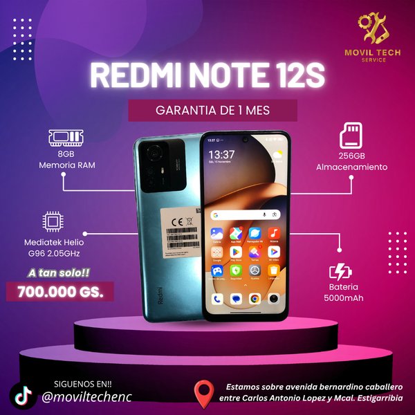 REDMI NOTE 12S DE 256GB/8GB (USADO)