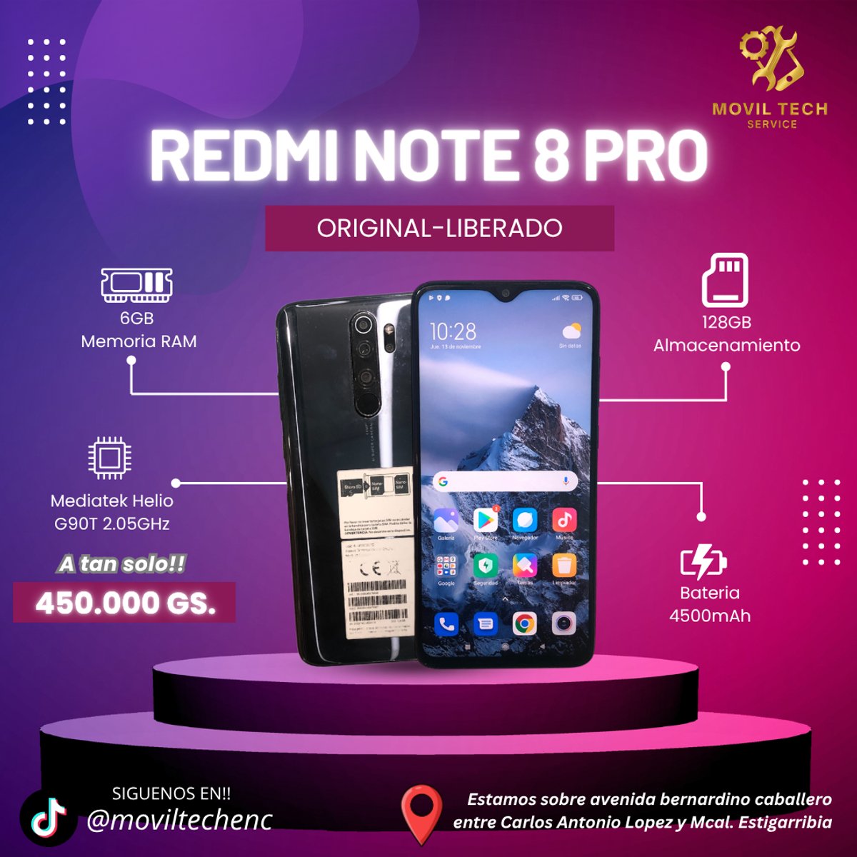 REDMI NOTE 8 PRO ORIGNAL  128GB/6GB (USADO)