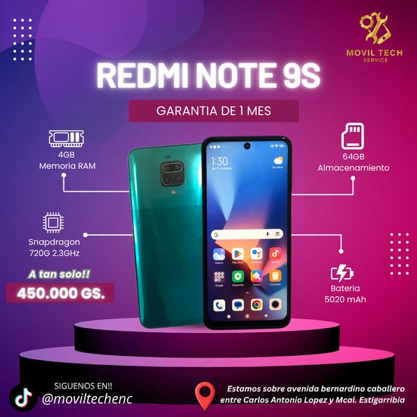 XIAOMI REDMI NOTE 9S 64GB/4GB (USADO)