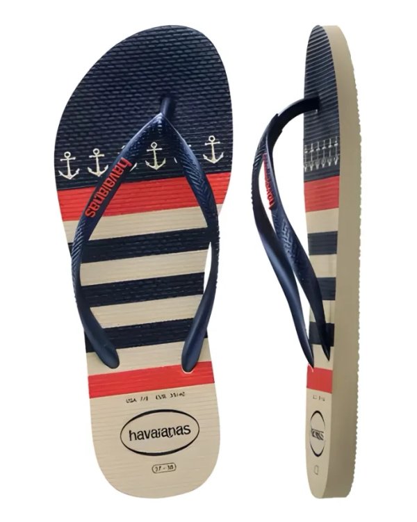 Havaianas Slim Nautical Feminino Bege/Marinho