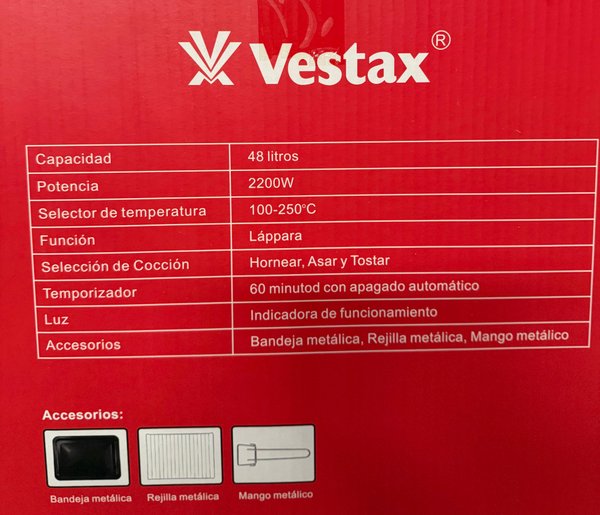 Horno Eléctrico Vestax 48L 2200W