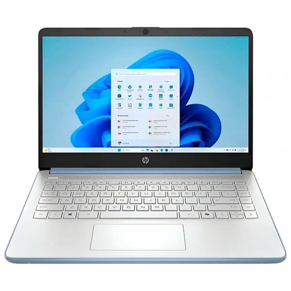 Notebook (Laptop) HP 14-DQ6102DX, Intel N150 (3.60 GHz), 4 GB RAM, 128 GB UFS, Pantalla de 14" HD (1366 x 768), Windows 11 Home, Teclado en Inglés, Azul claro.