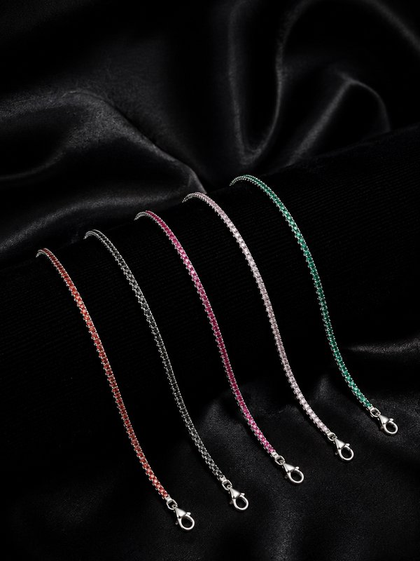 Pulsera - Tennis a color - Plata