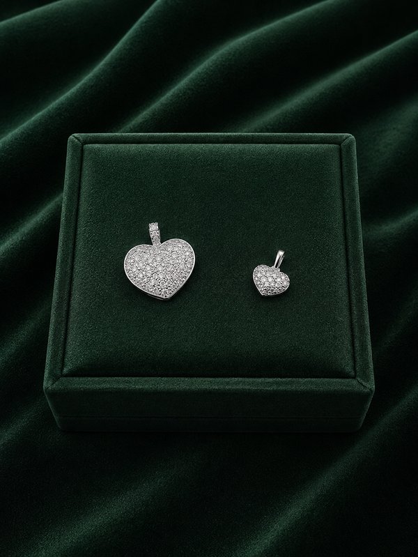 Dijes Corazón con Zircones – Plata Italiana 925