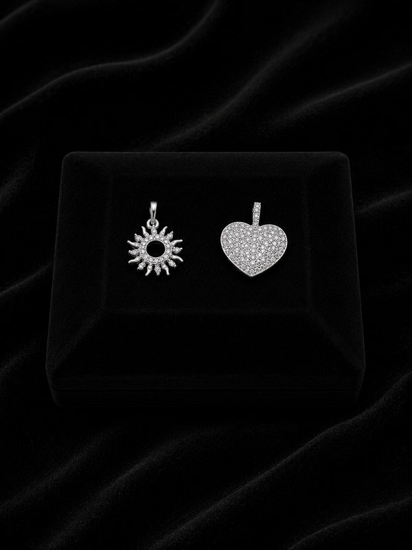 Dijes Sol y Corazón – Plata Italiana 925