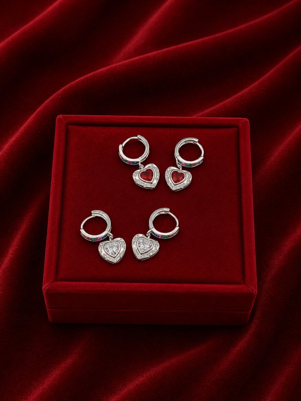 Argollas Corazón con Zircones – Plata 925