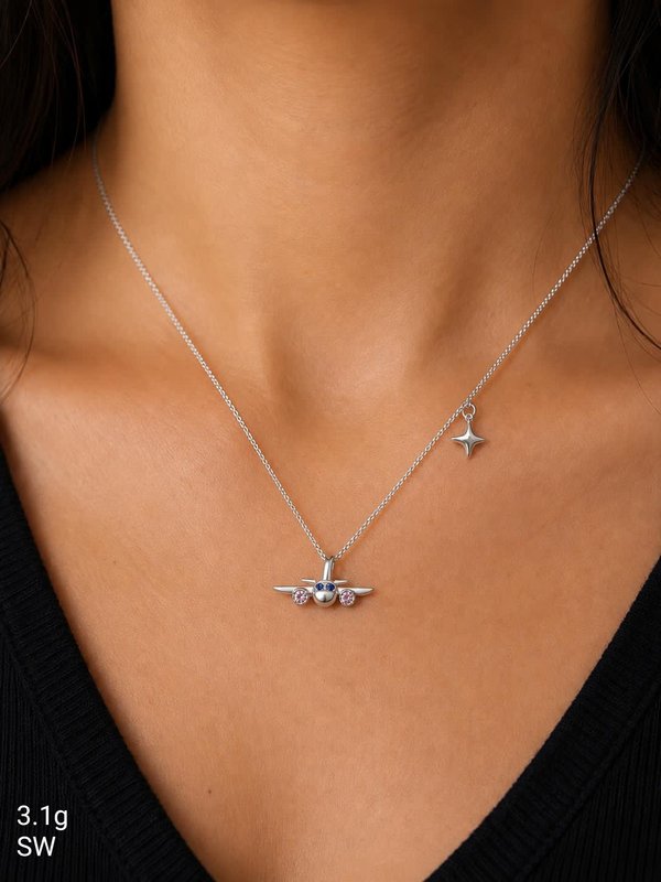 Collar - Avión con Estrella - Plata