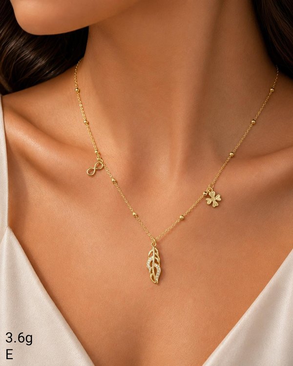Collar - Amuletos de la Suerte - Plata Bañada en Oro
