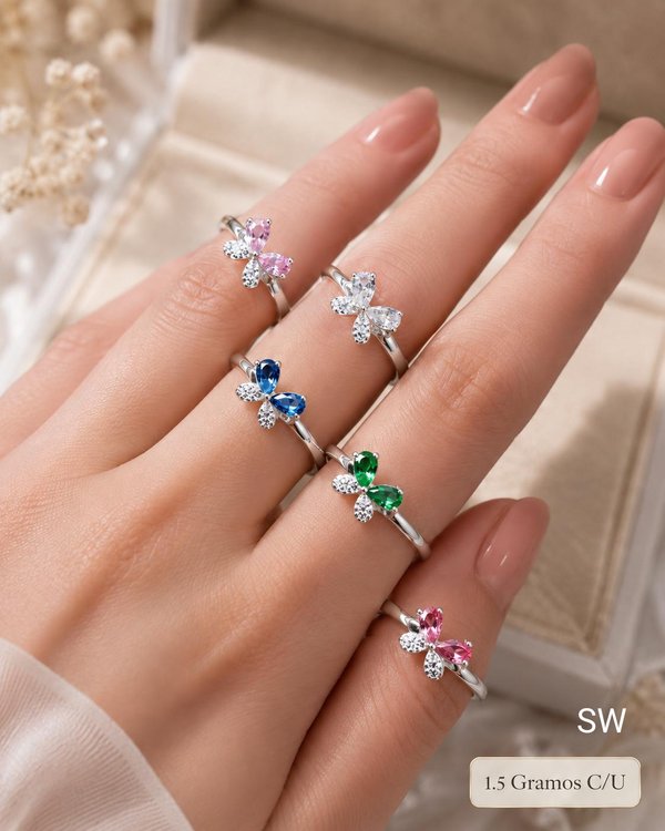 Anillo Mariposa de Zircones - Plata