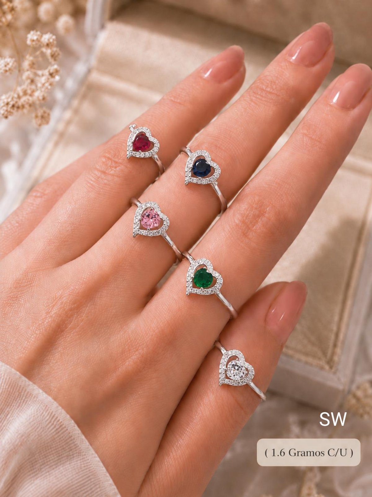 Anillo - Corazón de Zircon - Plata - 3