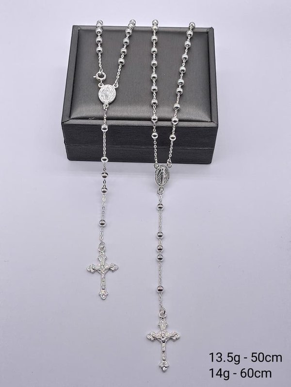 Cadena - Rosario - Medalla y cruz - Plata 