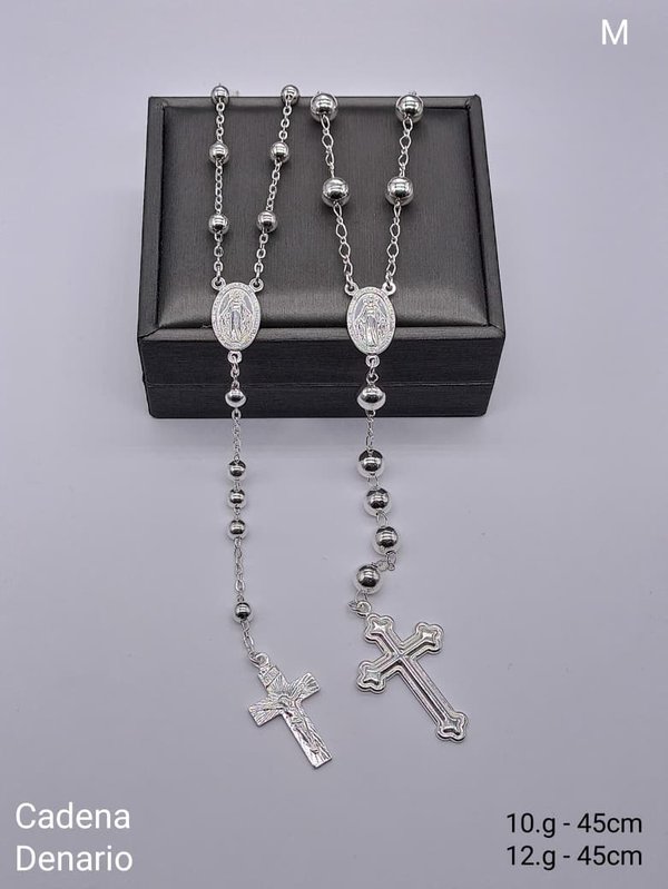 Cadena - Rosario - Bolas decoradas - Plata 