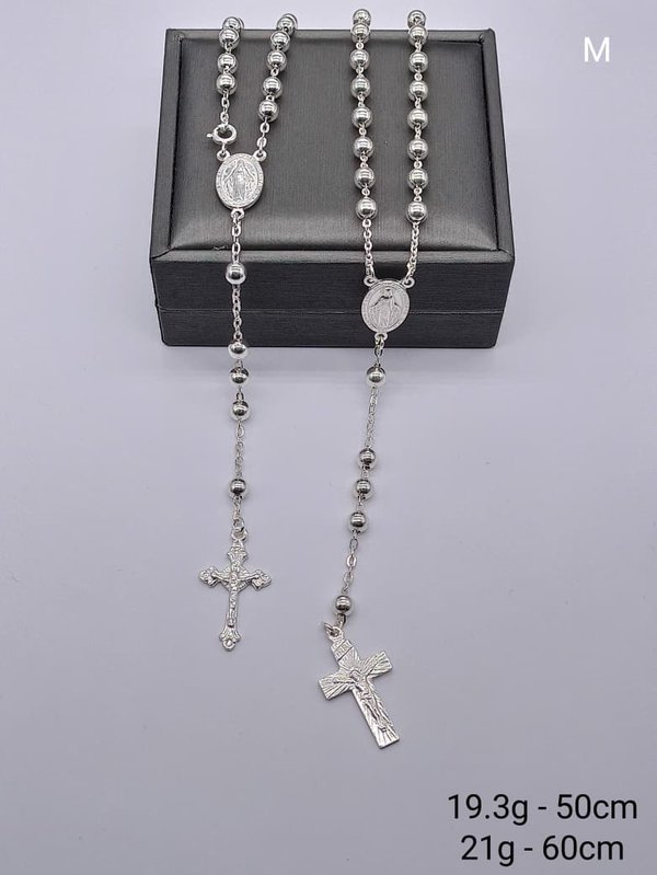 Cadena - Rosario - Bolas y medallas - Plata 