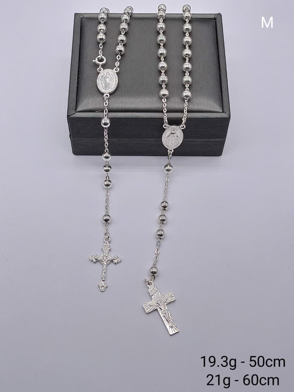 Cadena - Rosario - Bolas y medallas - Plata  - 2