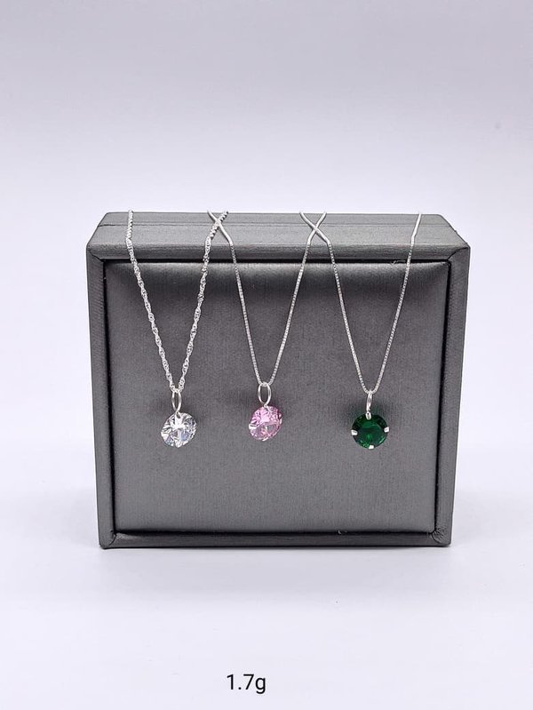Cadena -Piedra circular - Plata