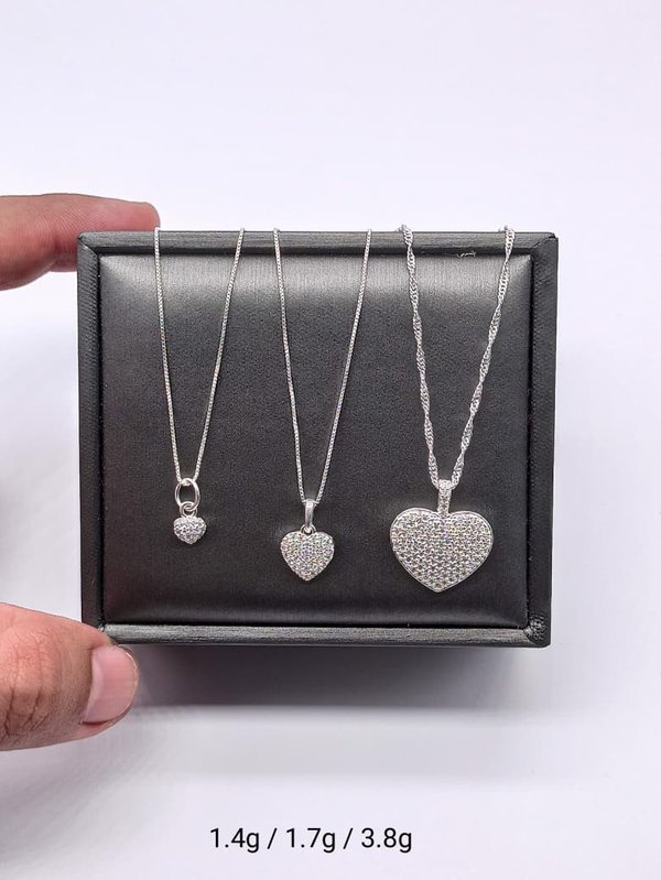 Cadena - Corazón brillante - Plata