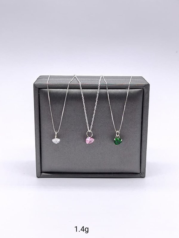 Cadena - Piedra corazón pequeño - Plata