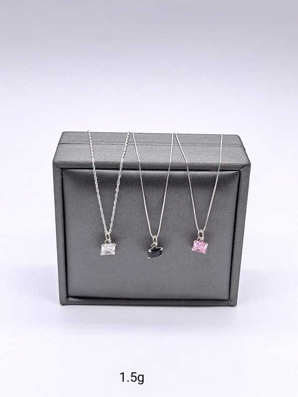 Cadena - Piedra cuadrado - Plata