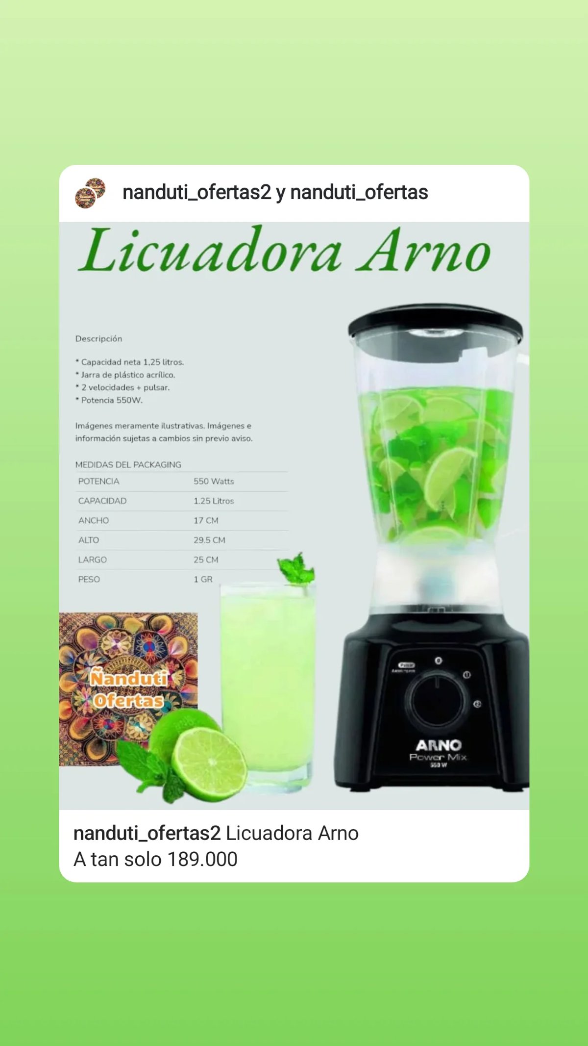 Licuadora Arno.ln10.ln12