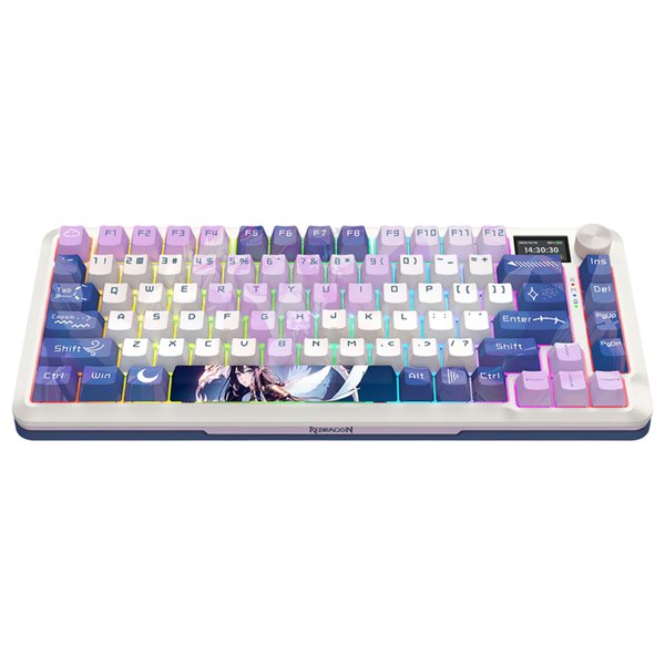 Teclado Gamer Mecánico Redragon K708AK-RGB-PRO Flekact Pro Wireless  RGB  Inglés - Azul  Blanco