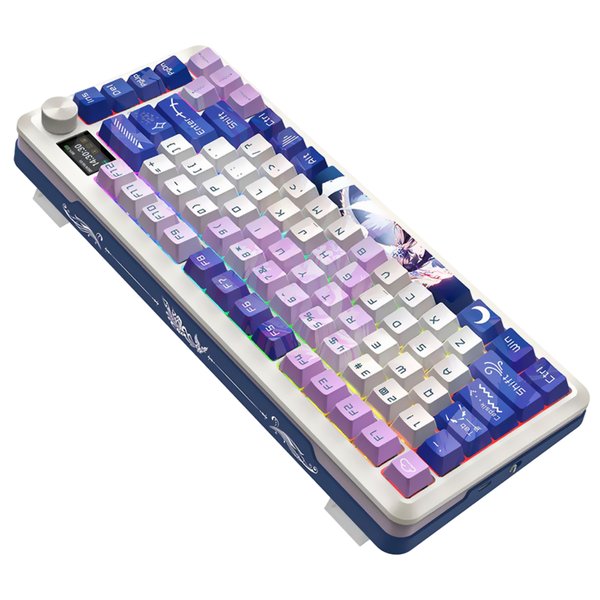 Teclado Gamer Mecánico Redragon K708AK-RGB-PRO Flekact Pro Wireless  RGB  Inglés - Azul  Blanco