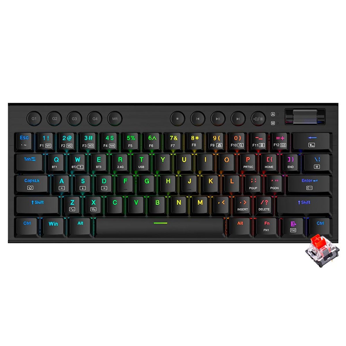 Teclado Gamer Mecánico Redragon K632RGB-PRO Horus Mini Pro Wireless  RED  Inglés - Negro