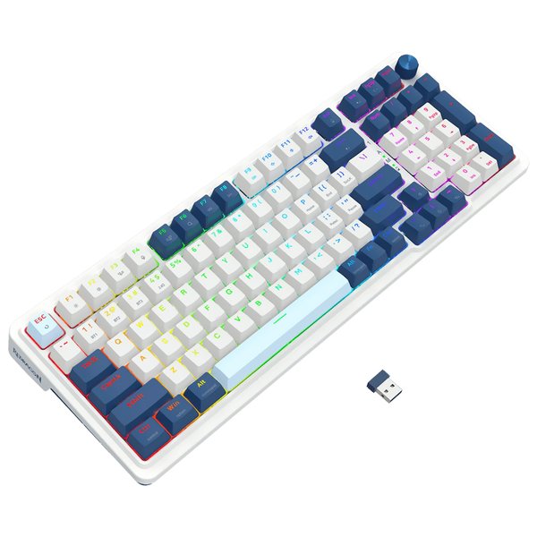 Teclado Gamer Mecánico Redragon K686WB-RGB-PRO Eisa Wireless  RGB  RED  Inglés - Blanco - Azul 