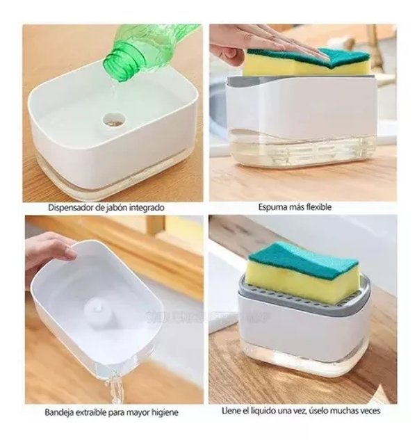 Porta Esponja Con Dispenser De Jabon