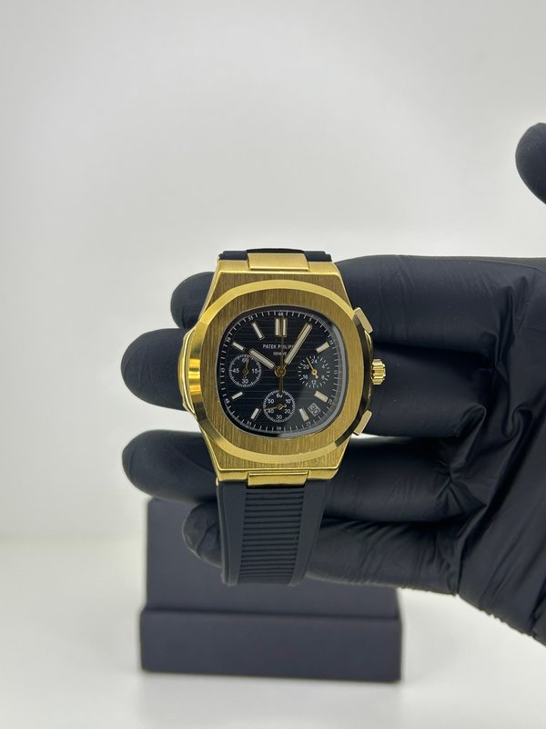 Patek Philippe Nautilus Cronógrafo Gold – Negro con Malla Negra