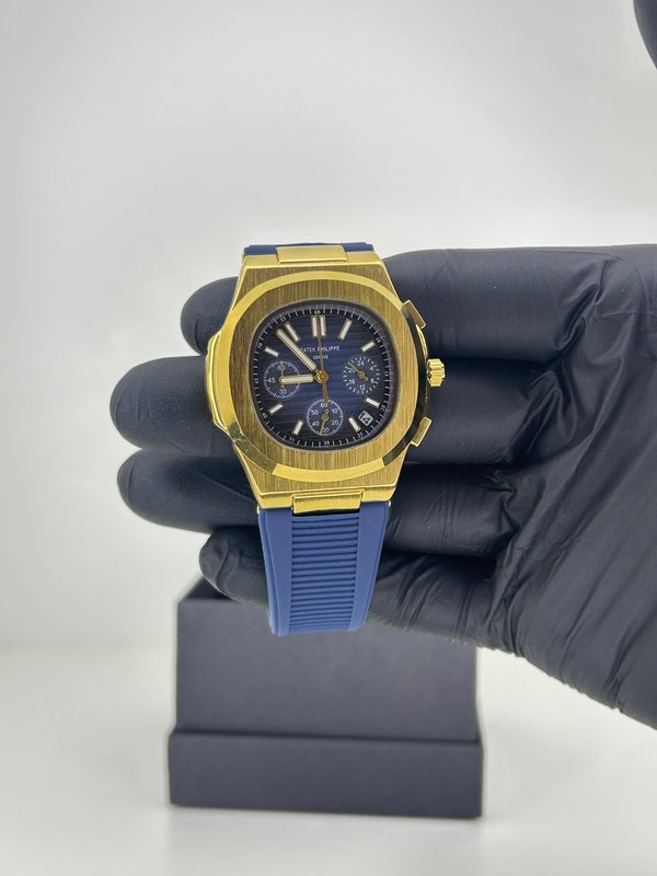 Patek Philippe Nautilus Cronógrafo Gold – Azul Marino con Malla Azul