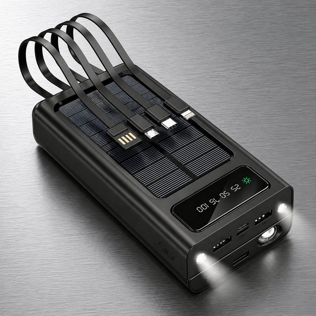 Power Bank Solar 12.000 mAh con Linterna