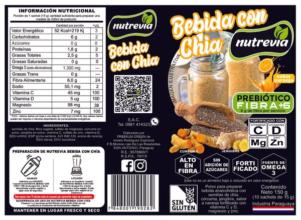 Bebida con Chia Sabor Naranja