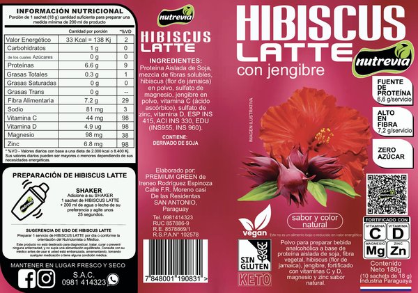 Hibiscus Latte con Jengibre (Batido)