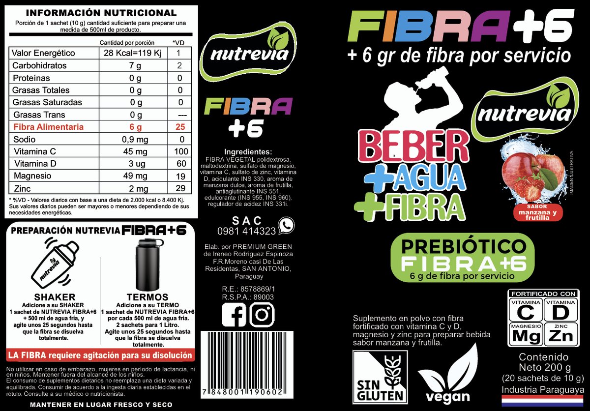 Saborizante para Agua FIBRA +6 Sabor Frutos Rojos - 2