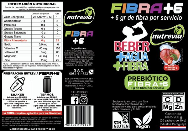 Saborizante para Agua FIBRA +6 Sabor Frutos Rojos