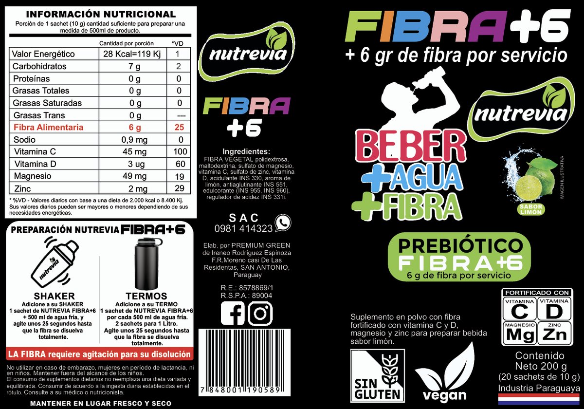 Saborizante para Agua FIBRA +6 Sabor Limón - 2