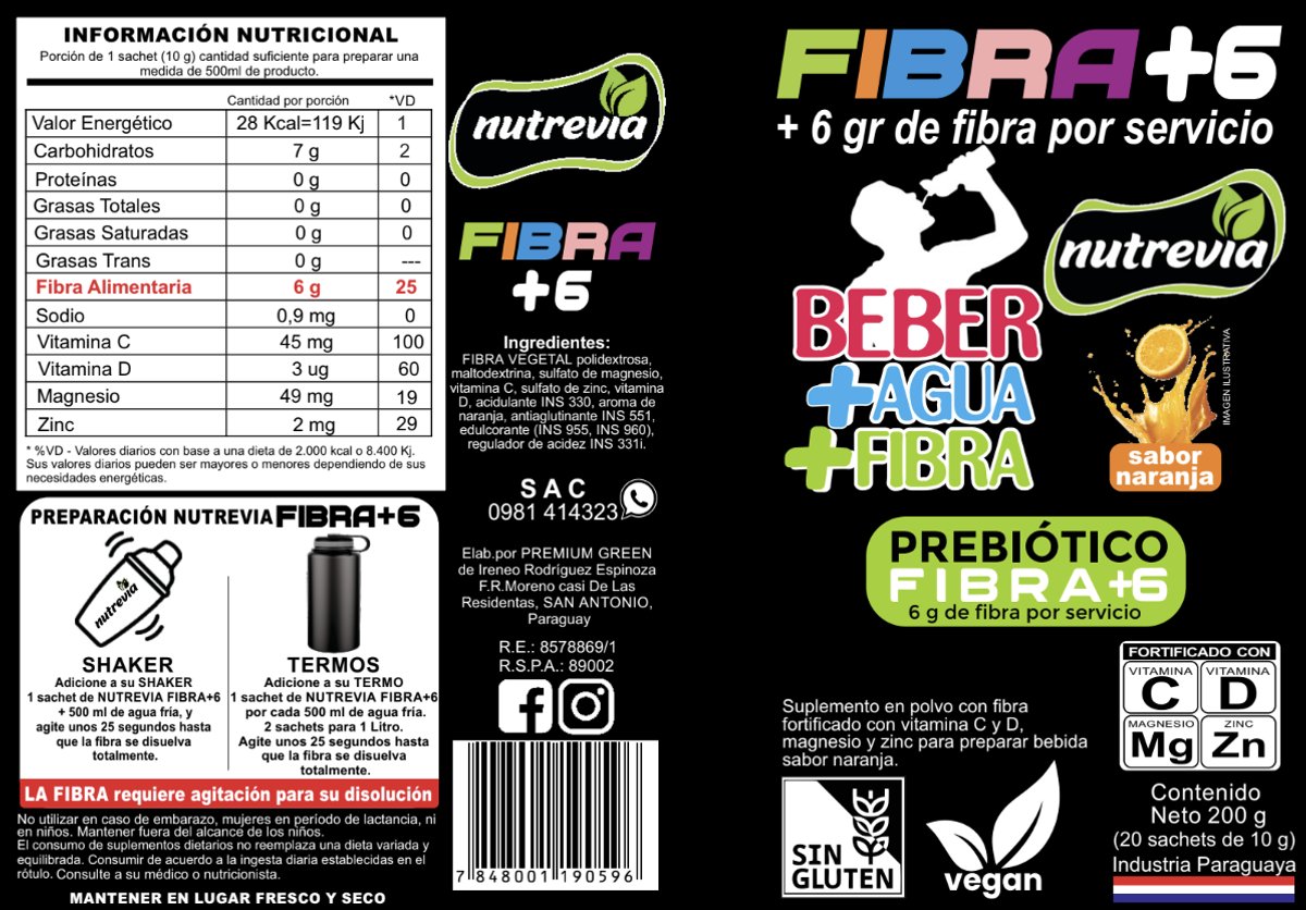 Saborizante para Agua FIBRA +6 Sabor Naranja - 2