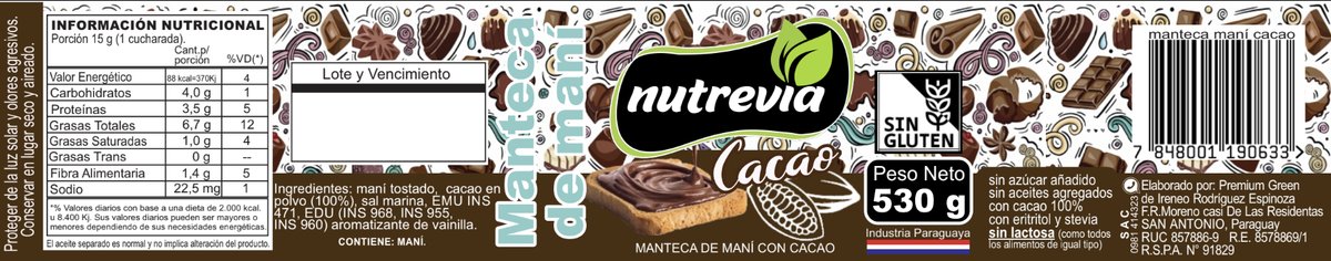 Manteca de maní CACAO 530g - 2
