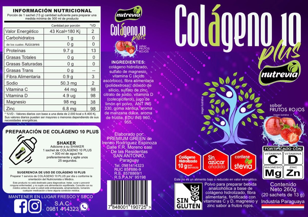 Colágeno 10 Plus Sabor Frutos Rojos