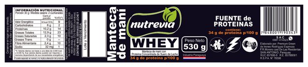 Manteca de Maní Whey Protein 530g