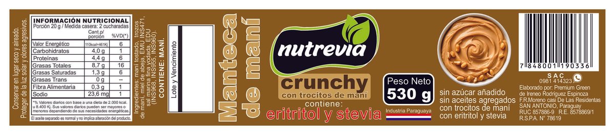 Manteca de Maní Crunchy 530g (Con trocitos de maní) - 2