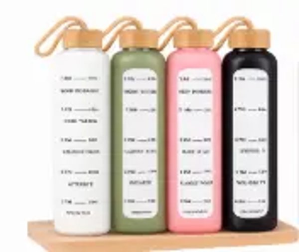 Botella de Vidrio con Funda de Silicona 1000ml