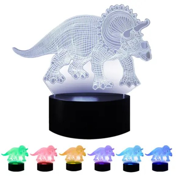 Lámpara Led - Dinosaurio 3D Triceratops