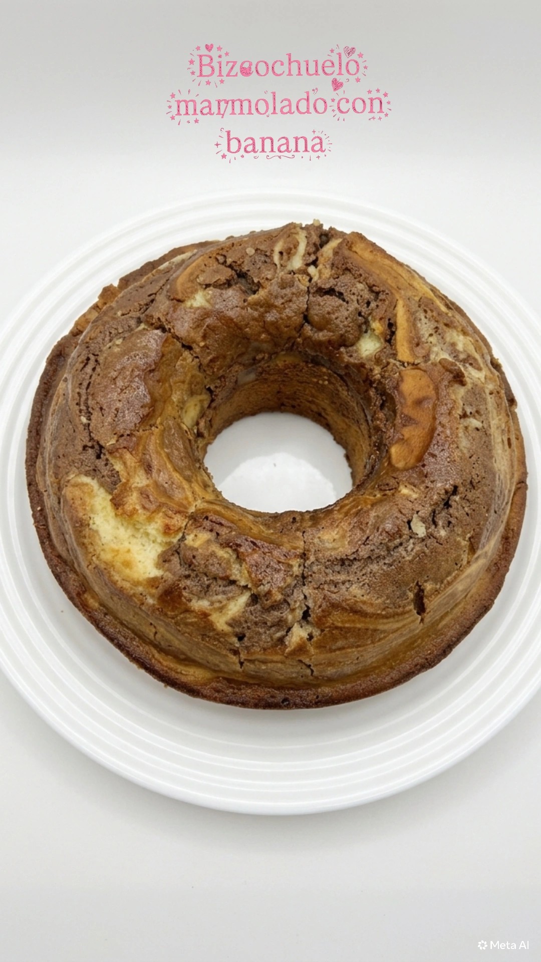 Bizcochuelo marmolado con banana