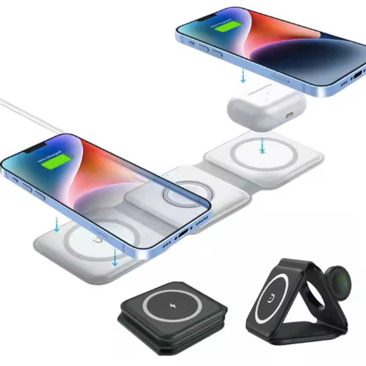 Cargador Inalambrico Plegable 3 En 1 